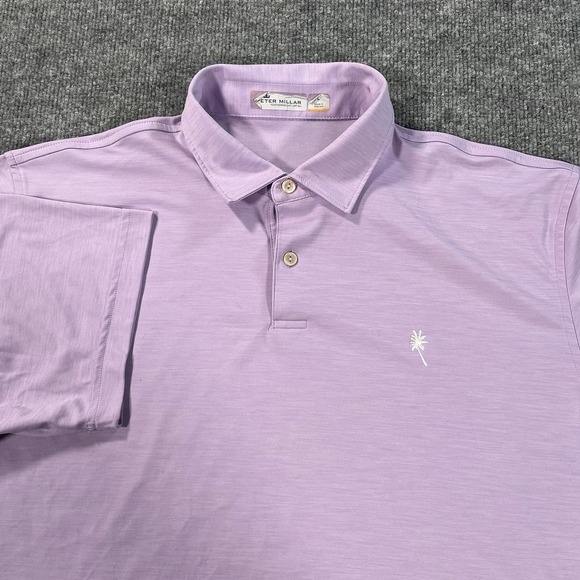 Peter Millar Polo Shirt Mens Purple Featherweight UPF 50 Golf Performance Logo - Picture 1 of 8